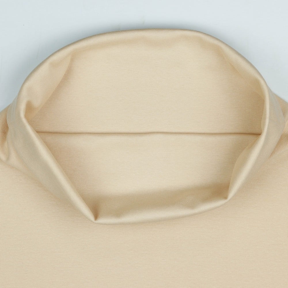 Beige kõrge kaelusega pikkade varrukatega särk