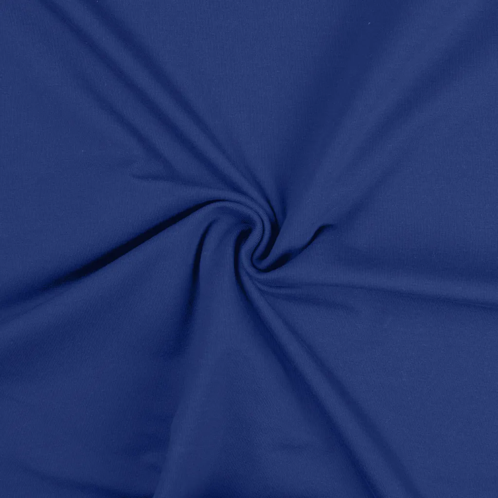Royal blue cotton fabric with swirl pattern