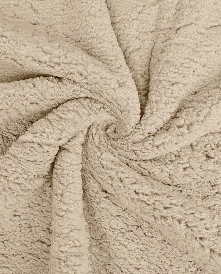 Beige pehme sherpa fleecekangas lähedalt