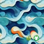 Abstract swirling waves in blue and orange tones