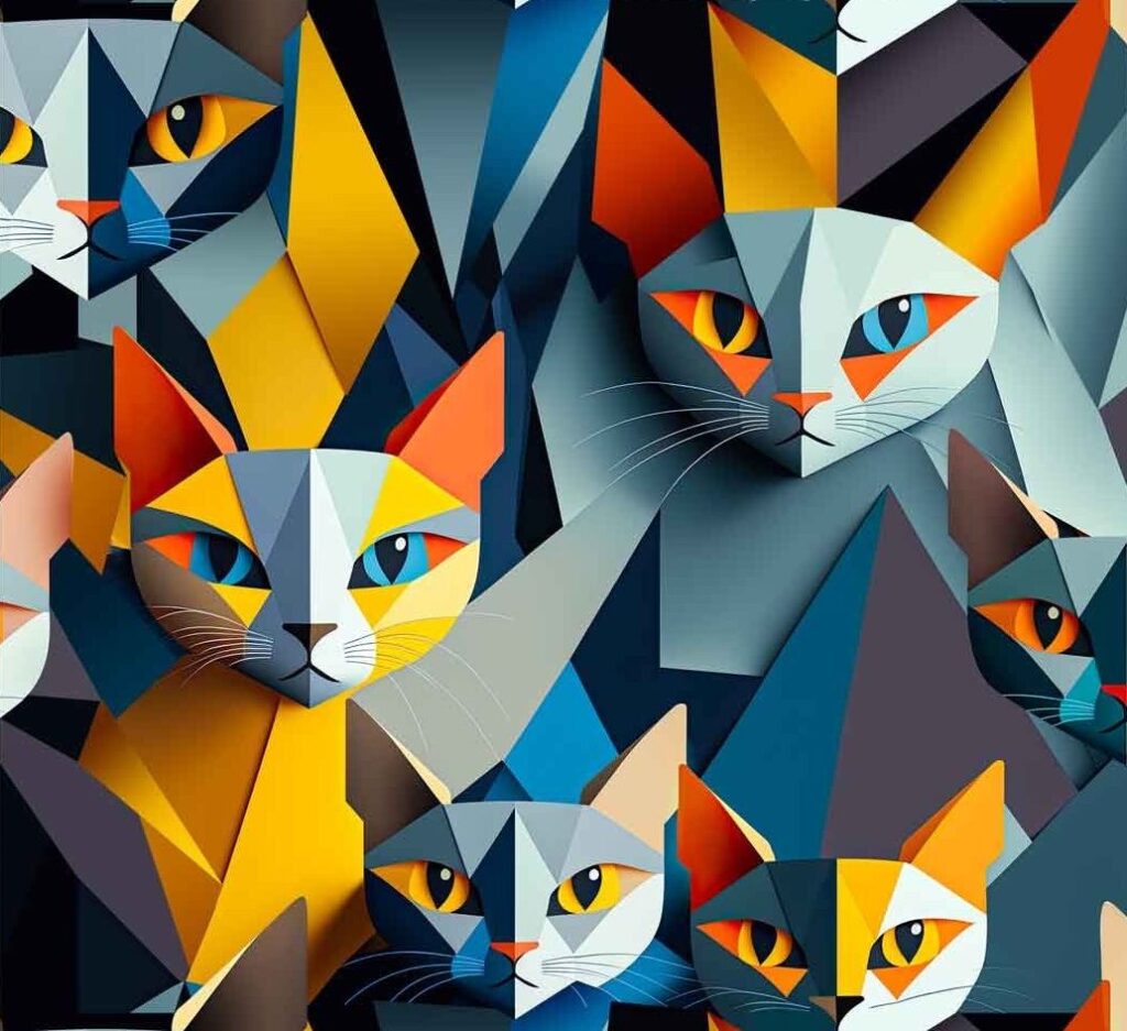 Geomeetriline kunst värvilistest kassidest