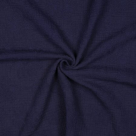 Musliin (2-kihiline) tikitud lilledega: navy