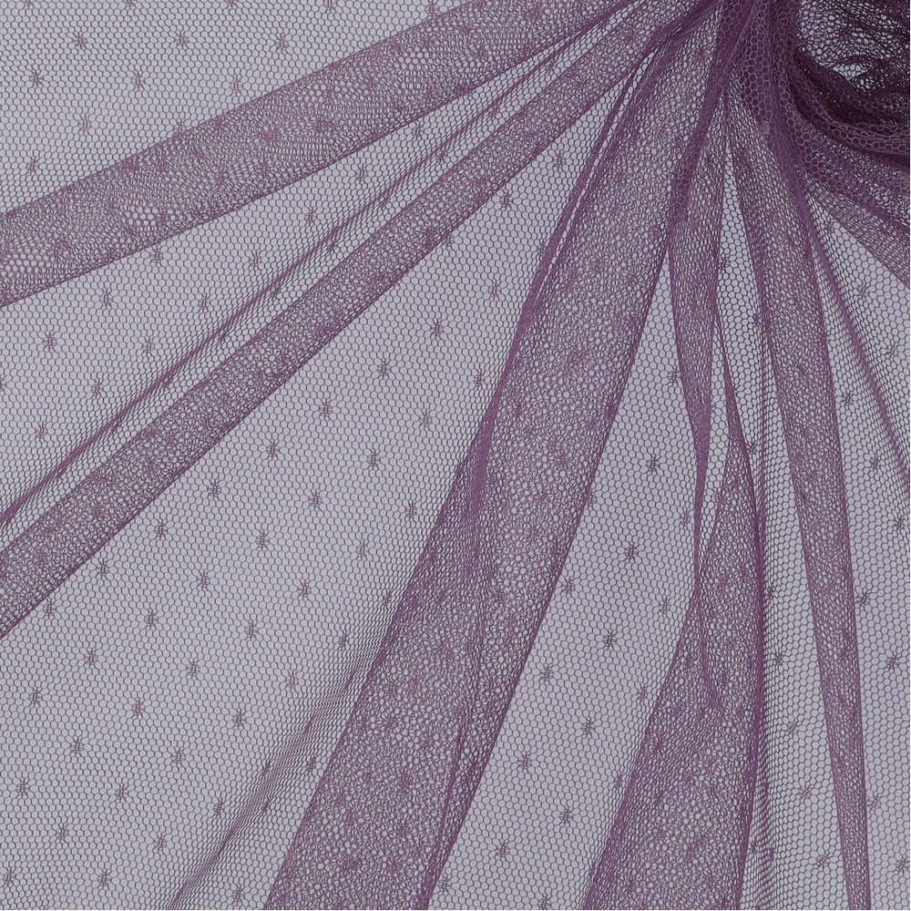 Lilla täpiline tüllkangas dekoratsiooniks ja õmblusteks