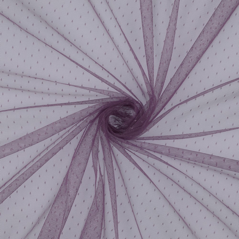 Lilla tüllkangas väikeste täppidega muster