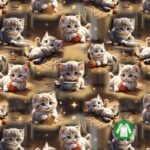 Armsad kassipojad mängivad lõngakeradega muster