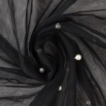 Must tüllkangas pärlitega detailide kaunistuseks