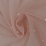 Roosa tüllkangas pärlitega kaunistuseks