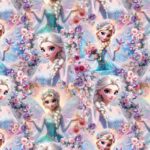 Fantaasia printsess lillega ja värviliste liblikatega muster