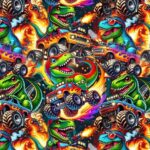 Dinosaurused monsterautodega tuliste leekide keskel