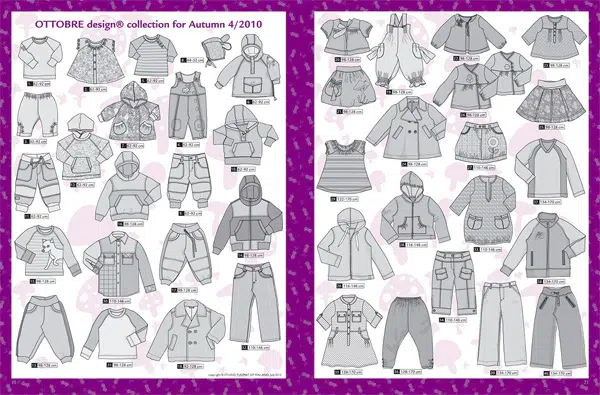 Laste sügisrõivaste lõiked ajakirjast Ottobre 2010