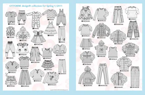 Laste kevadriiete õmblusmustrid ajakirjast Ottobre 2011