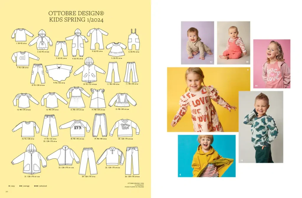 Laste kevadmoe rõivad ja mustrid Ottobre Design 2024