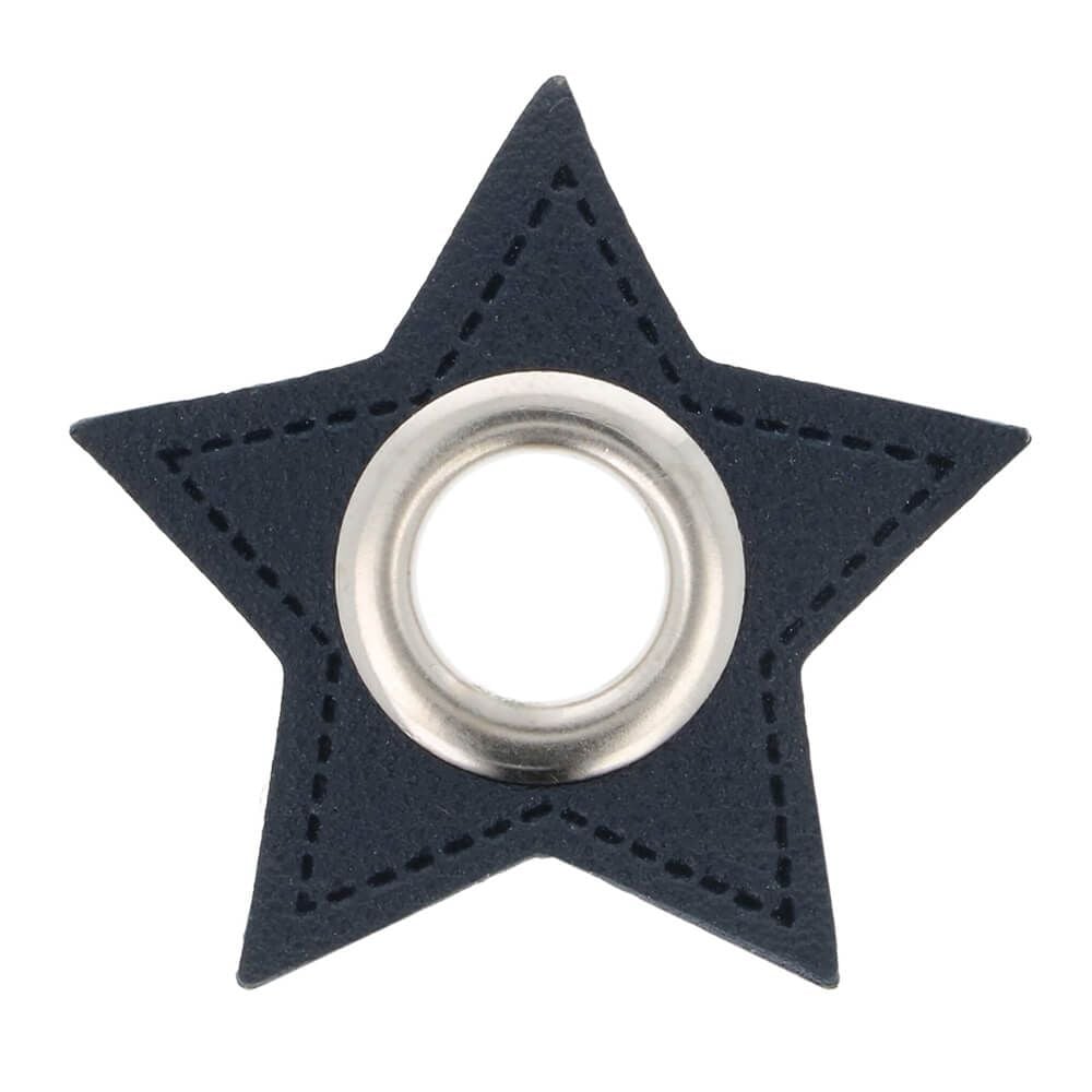 Tumesinine tähtkujuline metallrõngaga kangadetail