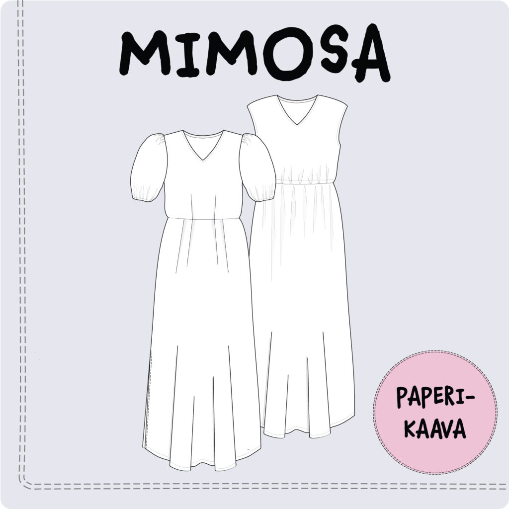 Mimosa kleidi õmblusmuster paperkaavana