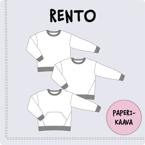 Kolm Rento sviitri õmblusmustri joonistust