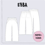 Ebba laiade pükste õmblusmuster paberil