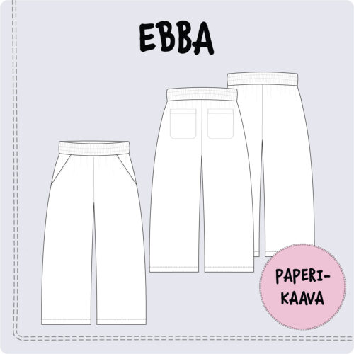 Ebba laiade pükste õmblusmuster paberil