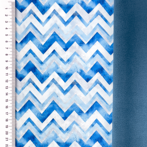 Sinivalge siksakiline kangamuster mõõdulindiga.