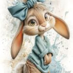 Armas jänes sinise lipsuga ja kampsuniga