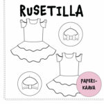 Tüdrukute kleidi lõike muster rusetiga