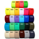 Värvilised tekstiililindid erinevates toonides ja koodidega