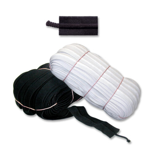 Must ja valge elastne kummipael rullides