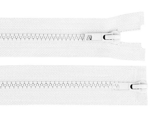 Valge plastiktõmblukk rõivastele