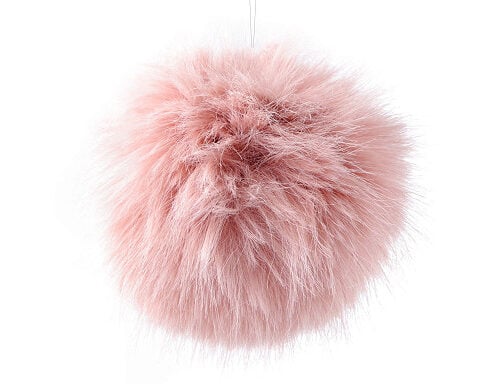 Roosa karvane võtmehoidja pompom