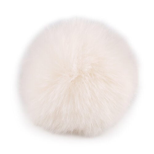 Valge karvane pompom võtmehoidja