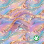 Värvikas läikiv pastellmustriga tekstiilikangas