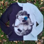 Siilitrükiga must-valge pikkade varrukatega särk