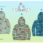 Kolm mustrilist laste dressipluusi kapuutsiga