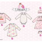 Beebiriiete mustrid roosades toonides lilledega