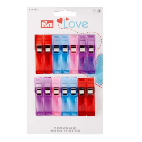Värvilised Prym Love kangaklambrid pakendis