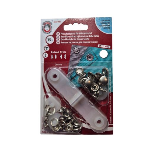 Metallist trukid õhukesele kangale, komplekt tööriistaga