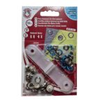 Metallist trukkitud kinnitid õhukesele kangale