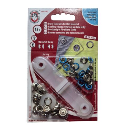 Metallist trukkitud kinnitid õhukesele kangale