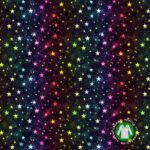 Värvilised tähed mustal taustal kangamustril