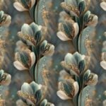 Kuldsete sädemetega kunstilised lilled sinakas taustal