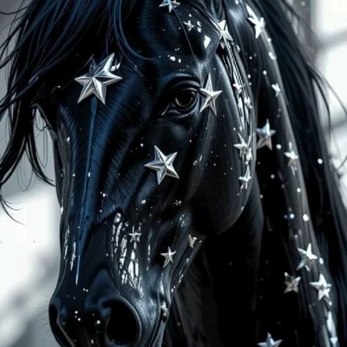 Must hobune tähistaevas kaunistustega