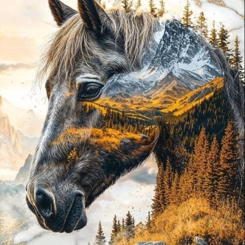 Hobuse ja mägimaastiku kunstiline sulandus