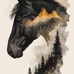 Hobusepea ja mägimaastiku kunstiline kujutis