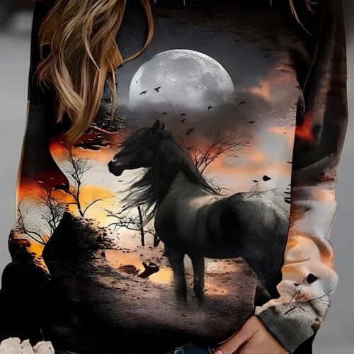 Dressipaneel hobune ja kuupaiste 55x80 cm digital print