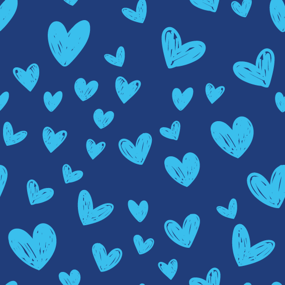 Trikotaaž südamed sinisel GOTS digital print