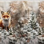 Punane rebane lumises metsas talvel