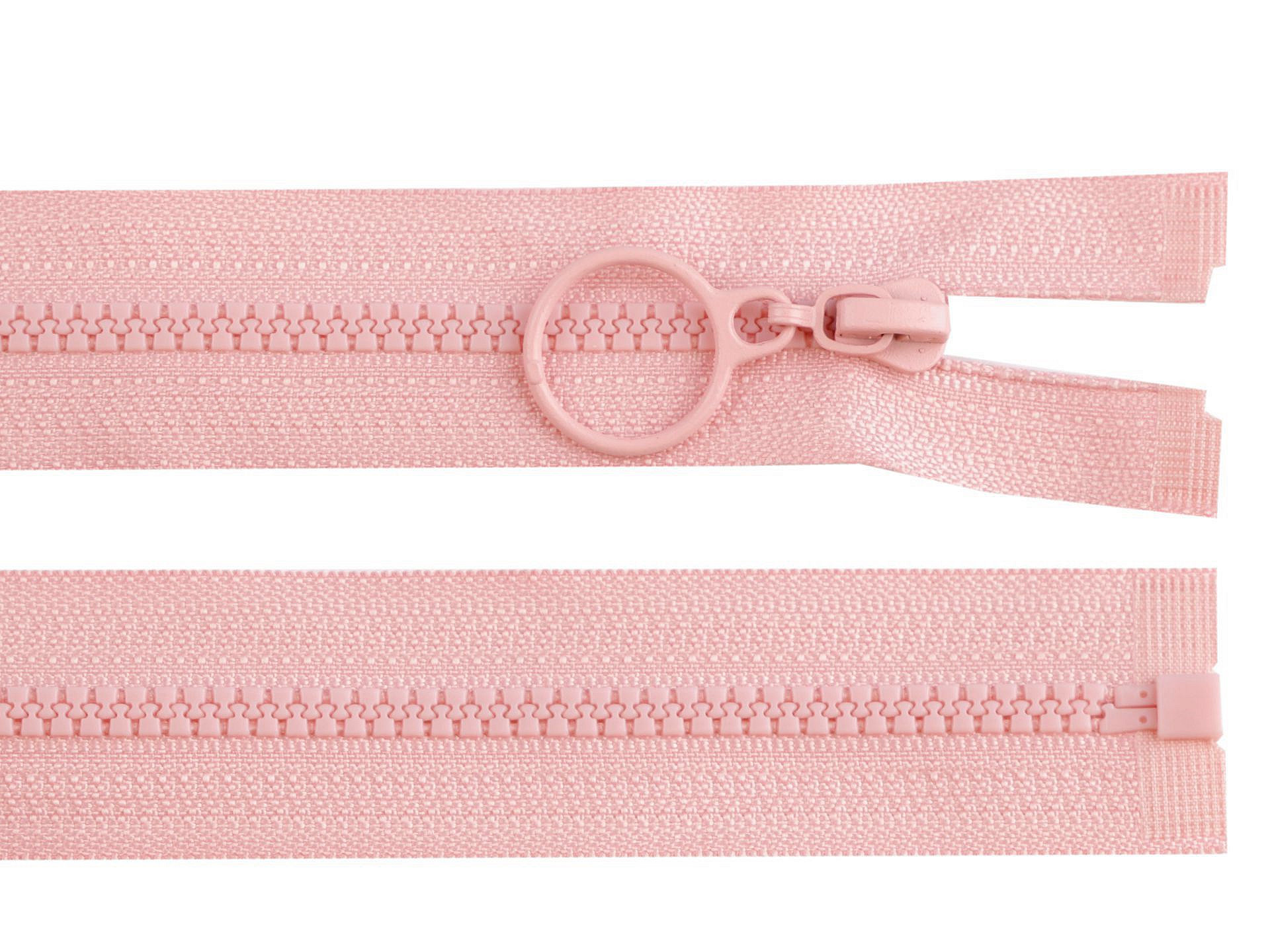 Roosa plastist tõmblukk rõngastõmbajaga