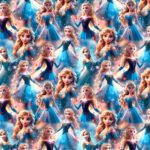 Joonistatud jääprintsess sinises kleidis muster