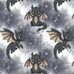 trikotaaž draakon ja tähed digital print