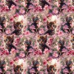 trikotaaž triibulised kiisud ja lilled digital print