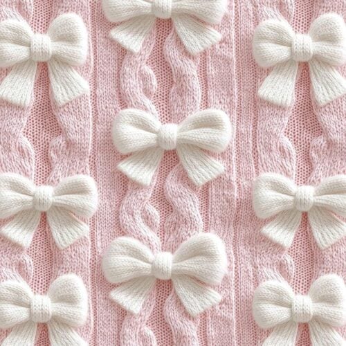 trikotaaž kootud roosa muster valgete lipsudega digital print